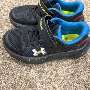 Under Armour Black Sneakers with Blue Lining and Lime Accents